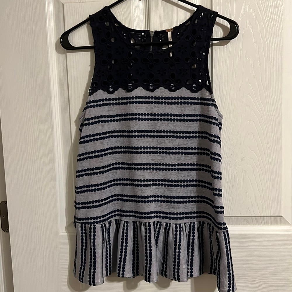 Free People Navy and Chambray Tank